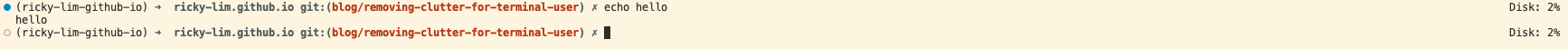 Terminal prompt with disk usage